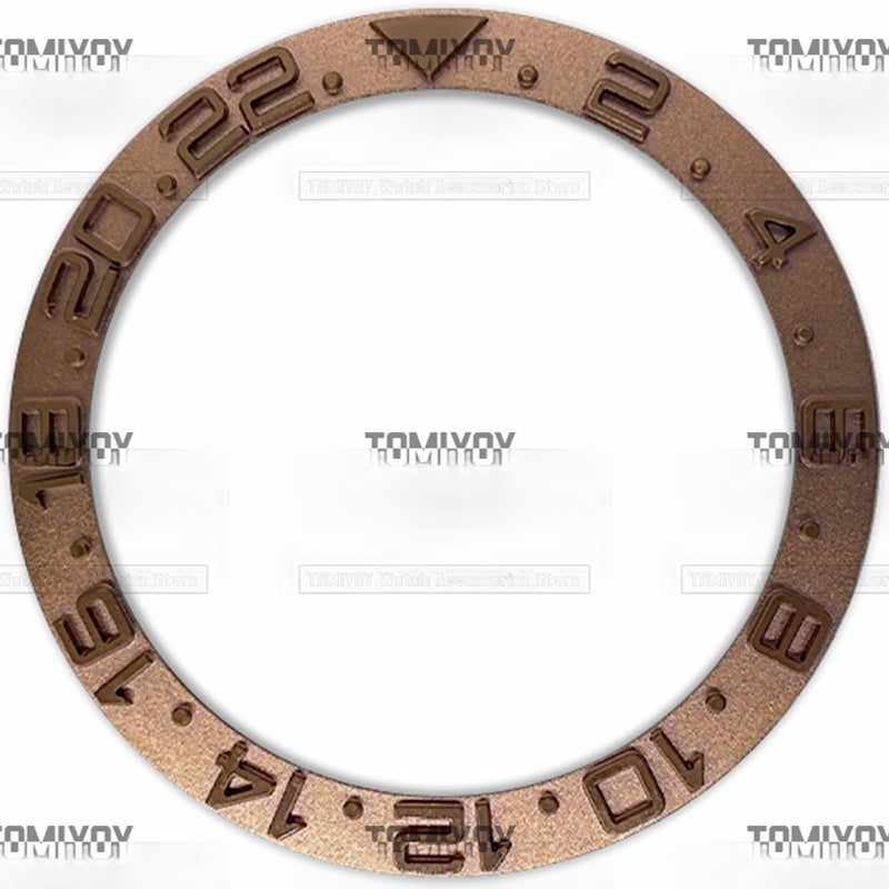 38MM Gold Rose Gold Sliver Blue Convex Stainless Steel Sloped Watch Bezel Insert Fit For R-L-X GMT Mechanical Wristwatch