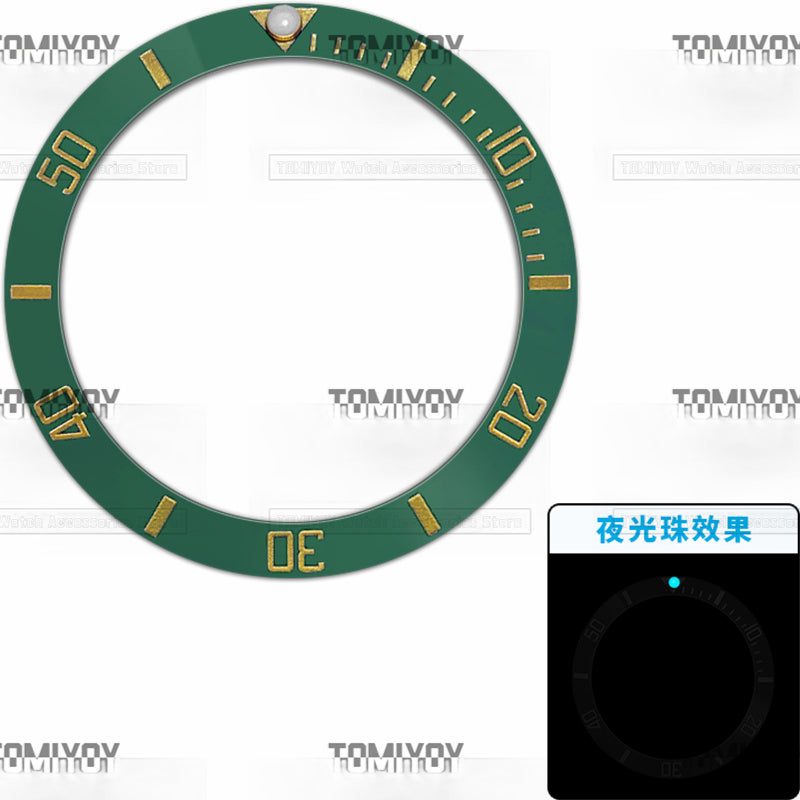 38MM Blue Luminous Dot Ceramic Sloped Watch Bezel Insert Fit For R-L-X SUB Mechanical Wristwatch