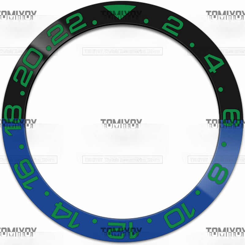 38MM Black Blue Green Ceramics Sloped Watch Bezel Insert Fit For R-L-X GMT Mechanical Wristwatch