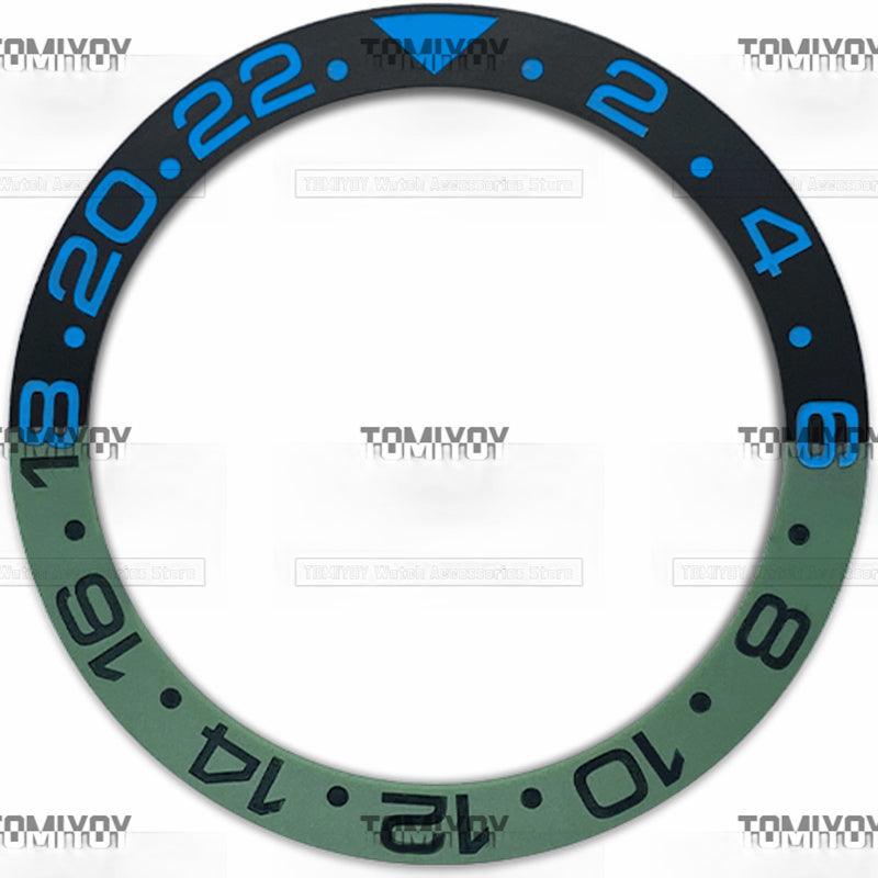 38MM Black Green Blue Matte Ceramic Sloped Watch Bezel Insert Fit For R-L-X GMT Mechanical Wristwatch