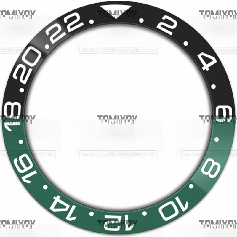 38MM Black Blue Green Ceramics Sloped Watch Bezel Insert Fit For R-L-X GMT Mechanical Wristwatch