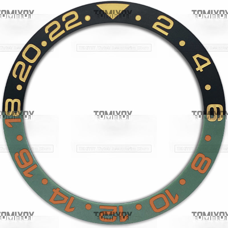 38MM Black Green Blue Matte Ceramic Sloped Watch Bezel Insert Fit For R-L-X GMT Mechanical Wristwatch