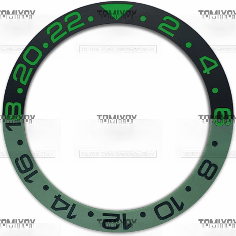 38MM Black Green Blue Matte Ceramic Sloped Watch Bezel Insert Fit For R-L-X GMT Mechanical Wristwatch