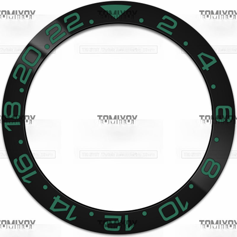38MM Black Blue Green Ceramics Sloped Watch Bezel Insert Fit For R-L-X GMT Mechanical Wristwatch