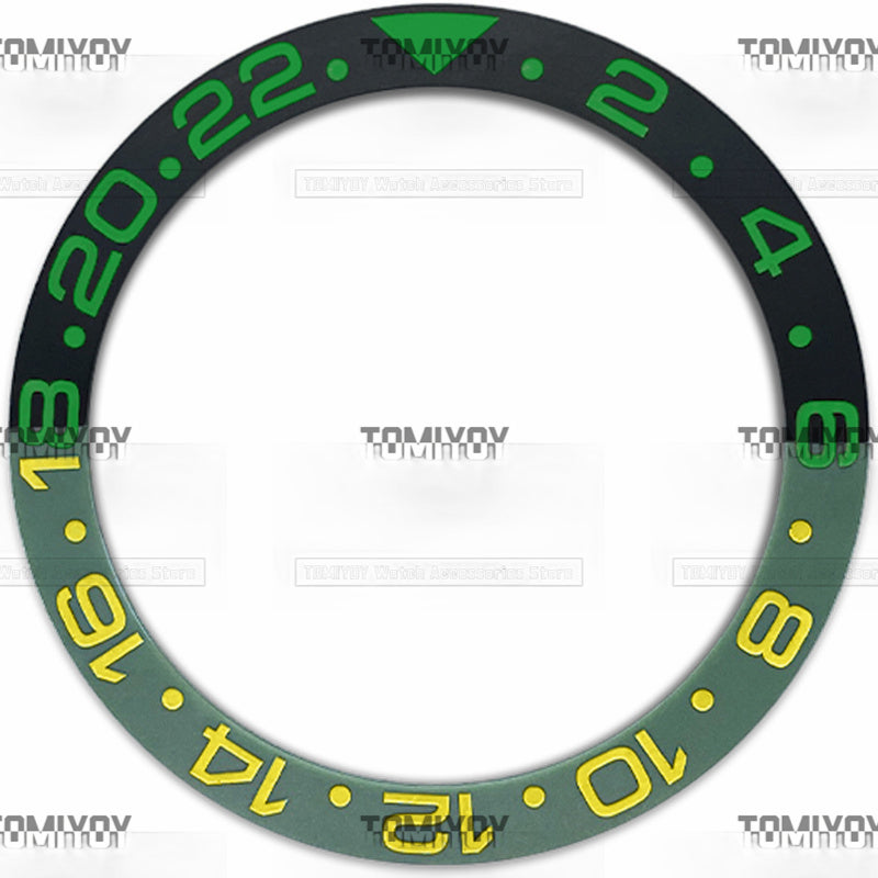 38MM Black Green Blue Matte Ceramic Sloped Watch Bezel Insert Fit For R-L-X GMT Mechanical Wristwatch
