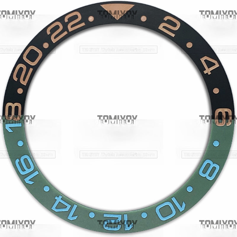 38MM Black Green Blue Matte Ceramic Sloped Watch Bezel Insert Fit For R-L-X GMT Mechanical Wristwatch