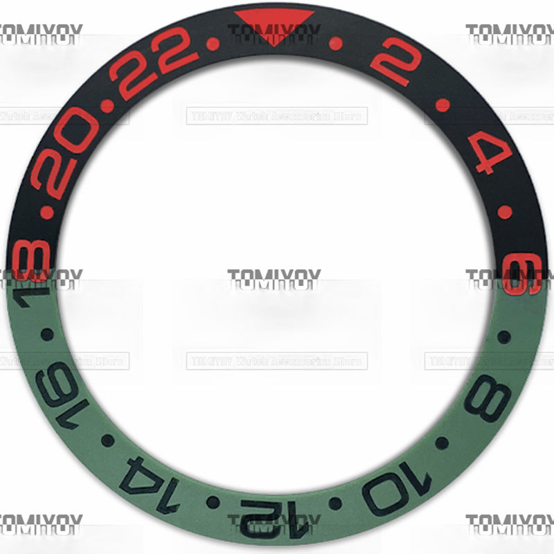 38MM Black Green Blue Matte Ceramic Sloped Watch Bezel Insert Fit For R-L-X GMT Mechanical Wristwatch