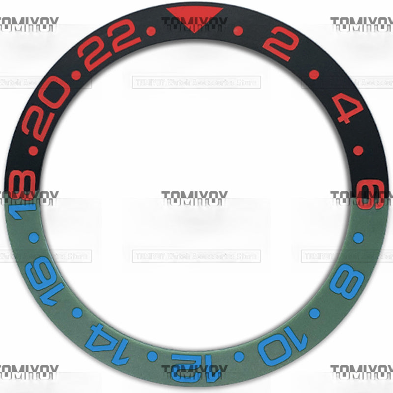 38MM Black Green Blue Matte Ceramic Sloped Watch Bezel Insert Fit For R-L-X GMT Mechanical Wristwatch