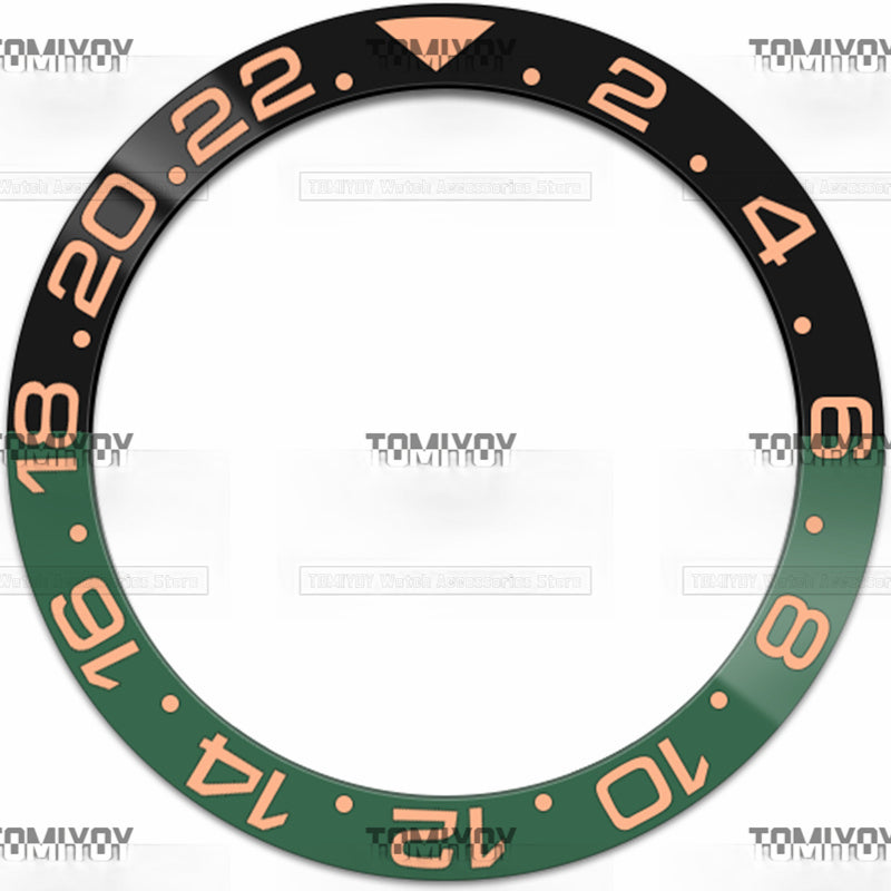 38MM Black Blue Green Ceramics Sloped Watch Bezel Insert Fit For R-L-X GMT Mechanical Wristwatch