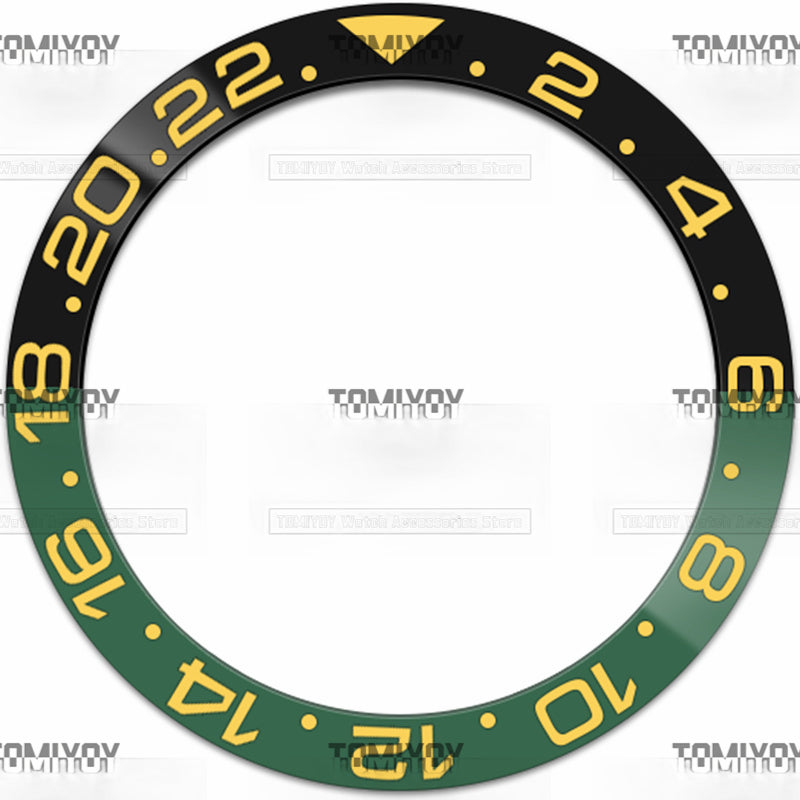 38MM Black Blue Green Ceramics Sloped Watch Bezel Insert Fit For R-L-X GMT Mechanical Wristwatch