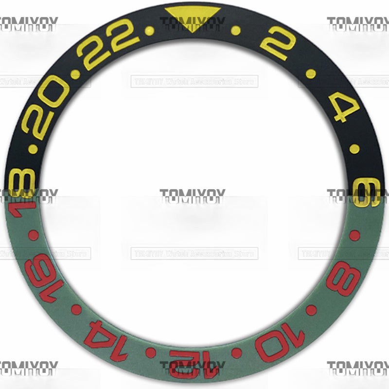 38MM Black Green Blue Matte Ceramic Sloped Watch Bezel Insert Fit For R-L-X GMT Mechanical Wristwatch