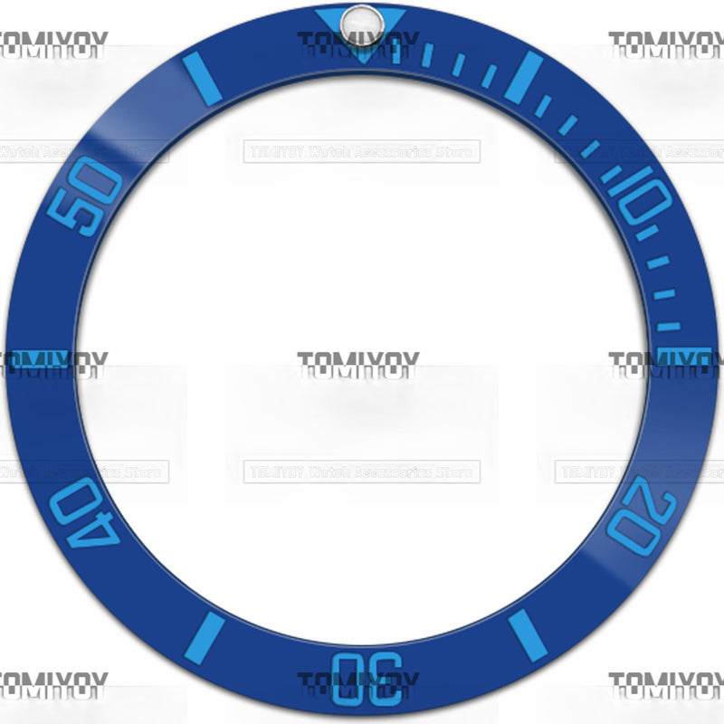 38MM Blue Black Ceramic Sloped Luminous Dot Watch Bezel Insert Fit For R-L-X SUB Mechanical Wristwatch