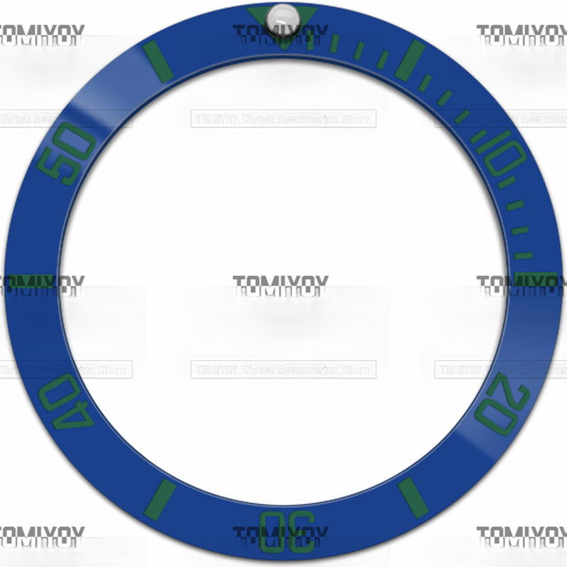 38MM Blue Black Ceramic Sloped Luminous Dot Watch Bezel Insert Fit For R-L-X SUB Mechanical Wristwatch