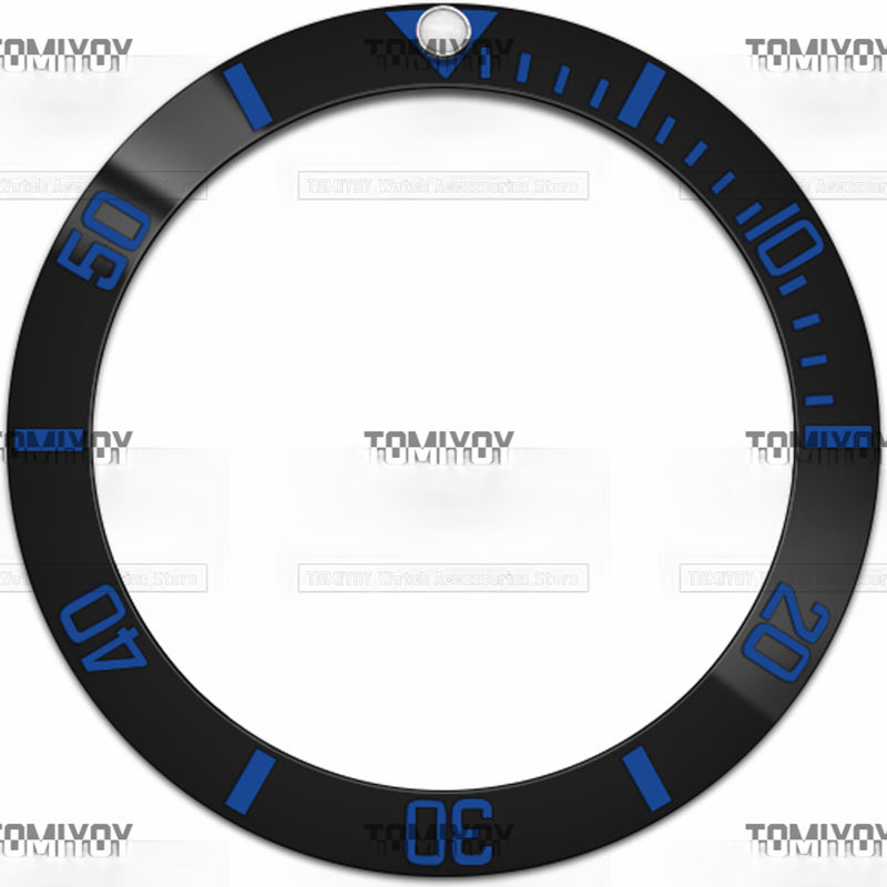 38MM Blue Black Ceramic Sloped Luminous Dot Watch Bezel Insert Fit For R-L-X SUB Mechanical Wristwatch