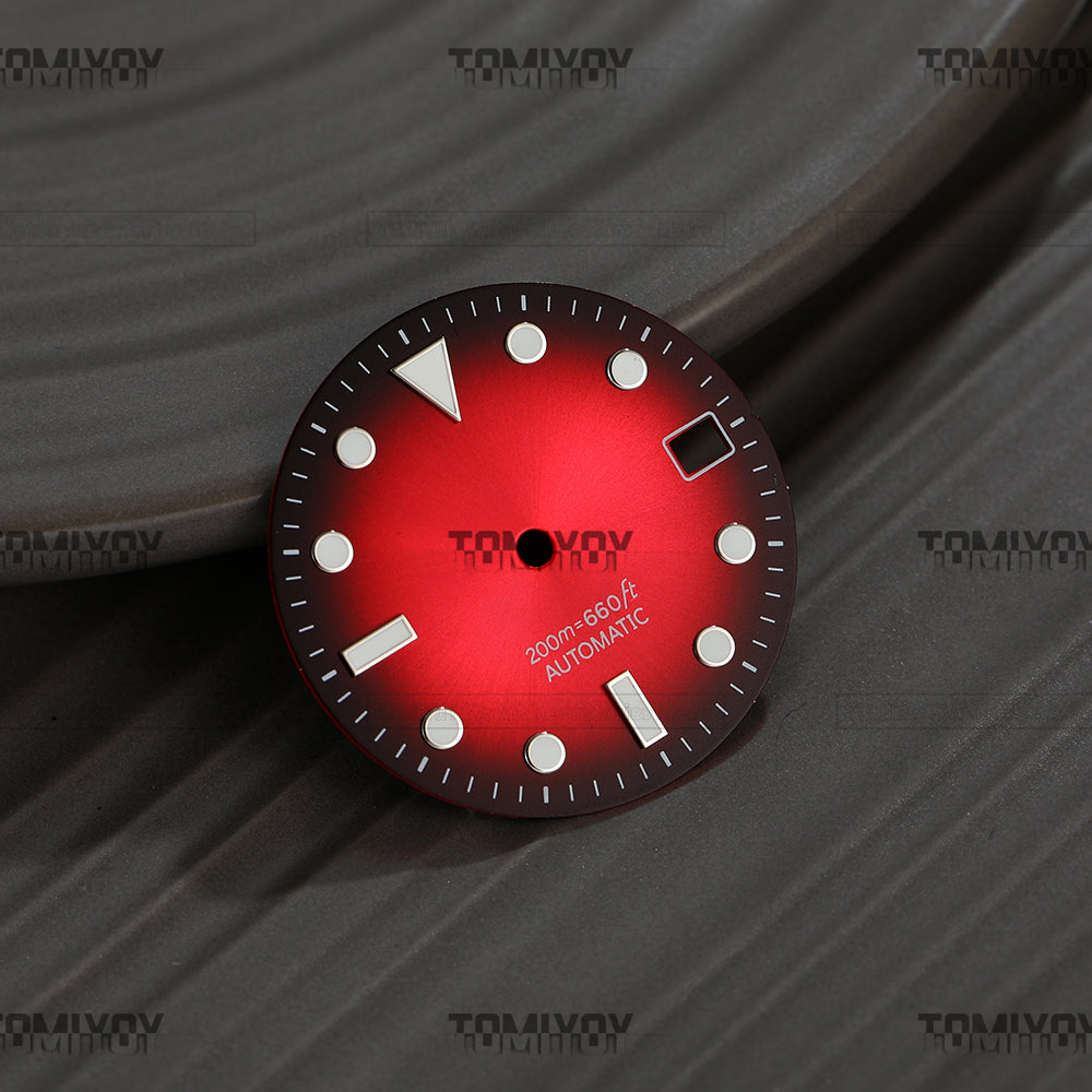 28.5mm Red Single Calendar Window Watch Dial Fit For S-k-x 6105 007 NH35 NH36 Automatic Movement Watch