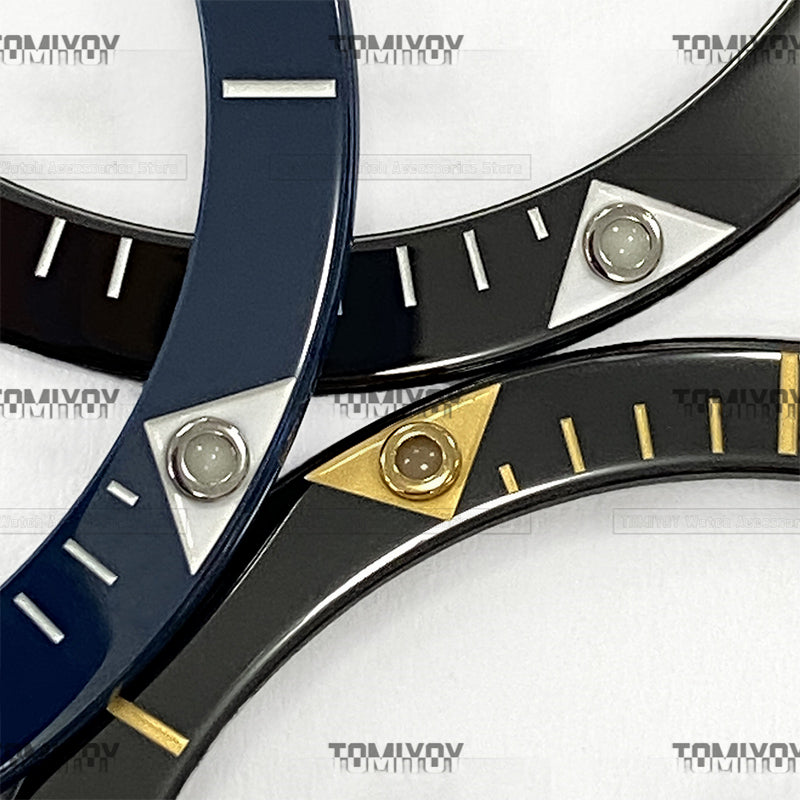 38.55MM Black Blue Brown Ceramic Luminous Dot Watch Bezel Insert Fit For LQ Con-quest L3.890 Mechanical Wristwatch
