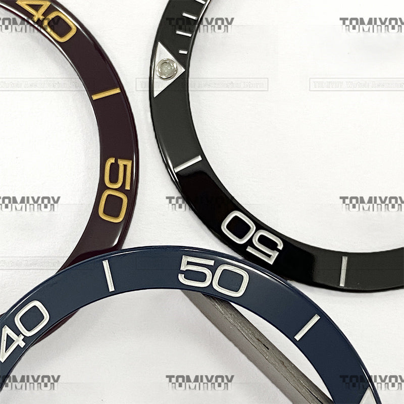 38.55MM Black Blue Brown Ceramic Luminous Dot Watch Bezel Insert Fit For LQ Con-quest L3.890 Mechanical Wristwatch