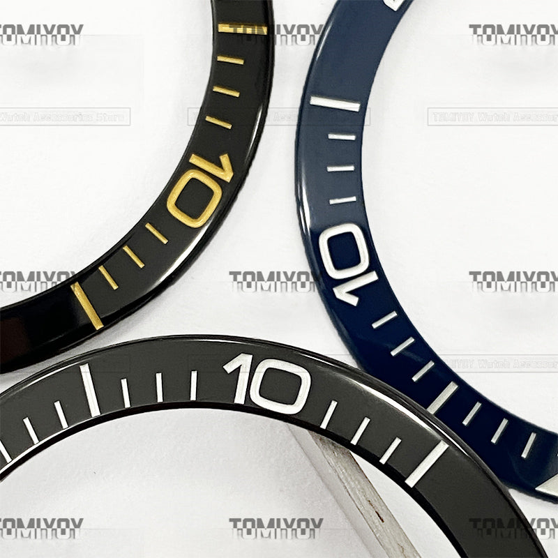 38.55MM Black Blue Brown Ceramic Luminous Dot Watch Bezel Insert Fit For LQ Con-quest L3.890 Mechanical Wristwatch