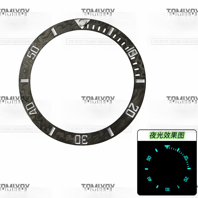 38MM Black Blue Green Matte Carbon Fiber Ice Blue Lumious Bevel Watch Bezel Insert Fit For R SUB 40MM Mechanical Wristwatch