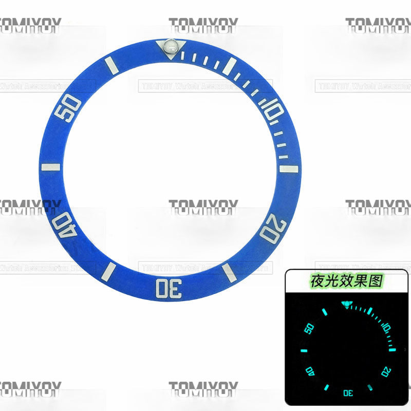 38MM Black Blue Green Matte Carbon Fiber Ice Blue Lumious Bevel Watch Bezel Insert Fit For R SUB 40MM Mechanical Wristwatch