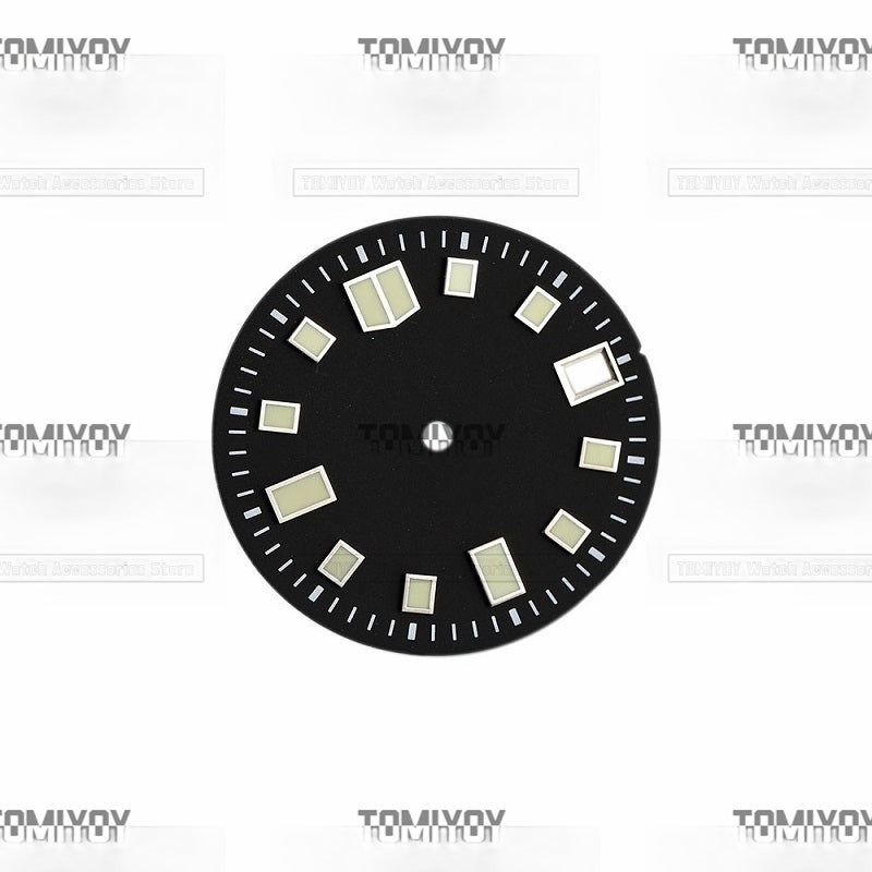 Mod White 28.5mm C3 Green luminous Watch Dial Fit For S-K-X6105 007 Automatic Movement