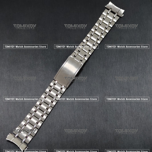 Vintage All Brush 19MM Curved End Silver Stainless Steel Solid Watch Band Fit For S-K-X 6139 6138 Watch