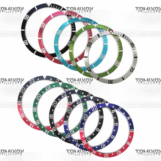 Watch Accessories 36.5*30.8MM Multiple Color Types Retro Aluminum Slope Bezel Insert