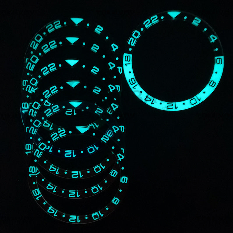 38MM Ice Blue Luminous Sapphire Crystal Flat Watch Bezel Insert Fit For S-K-X Mechanical Wristwatch