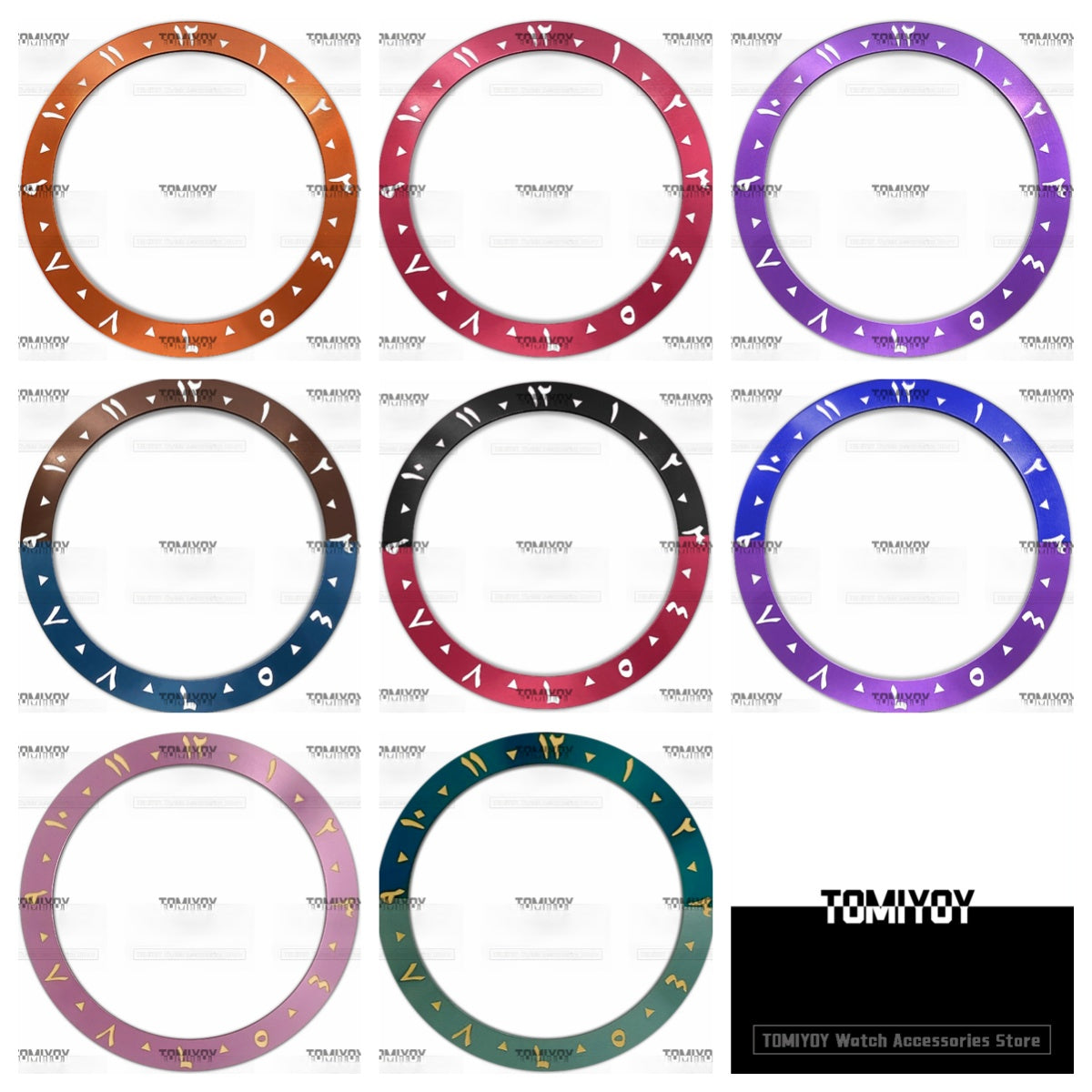 38MM Orange Red Purple Blue Black Green Arabic numerals Aluminium Sloped Watch Bezel Insert Fit For S-K-X Mechanical Wristwatch