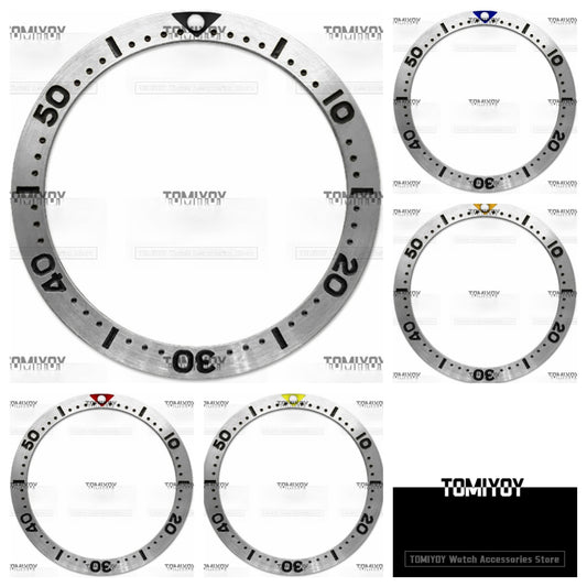 38MM Silver Black Red Yellow Blue Orange Stainless Steel Flat Watch Bezel Insert Fit For S-K-X Mechanical Wristwatch