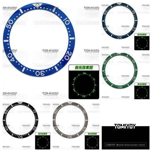 38MM Green Luminous Black Grey Blue Green Dark Blue Ceramics Flat Watch Bezel Insert Fit For S-K-X Mechanical Wristwatch