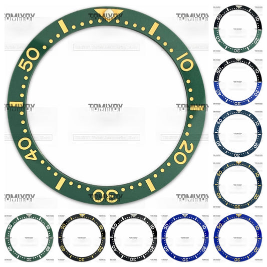 33.7MM Green Black Blue Ceramic Flat Watch Bezel Insert Fit For S-K-X Mechanical Wristwatch