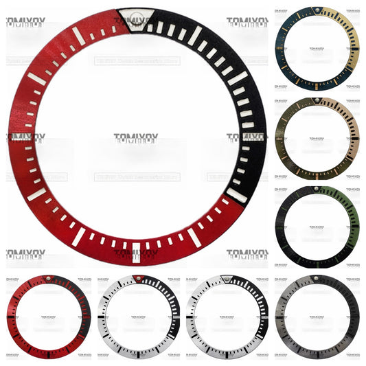 37.2MM Black Red Silver Blue Green Grey Aluminum Watch Bezel Insert Fit For S-K-X007 Mechanical Wristwatch