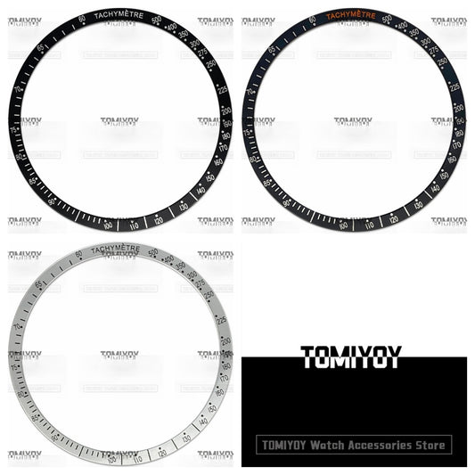 38.4MM Black Sliver Aluminum Flat Watch Bezel Insert Fit For O-M-G Men's Mechanical Watches