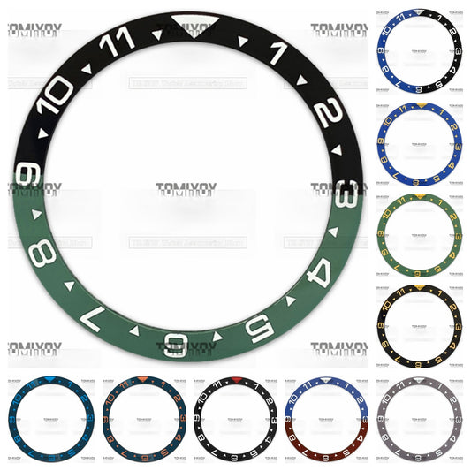 38MM Green Blue Red Black 12H Ceramics flat Bezel Insert Fit For S-K-X Mechanical Wristwatch
