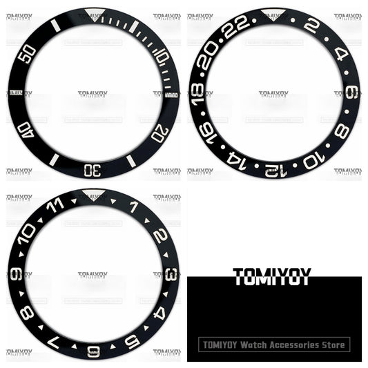 38MM Black Ceramics Flat Watch Bezel Insert Fit For S-K-X Mechanical Wristwatch
