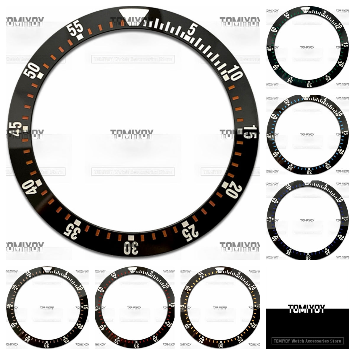 38MM Ceramic Sloped Watch Bezel Insert Fit For S-K-X Mechanical Wristwatch
