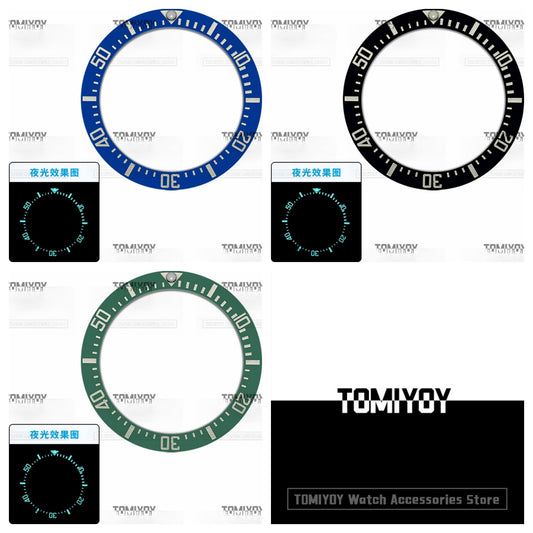 40MM Ice Blue Luminous Blue Black Green Ceramic Sloped Watch Bezel Insert Fit For R-L-X SEA Mechanical Wristwatch