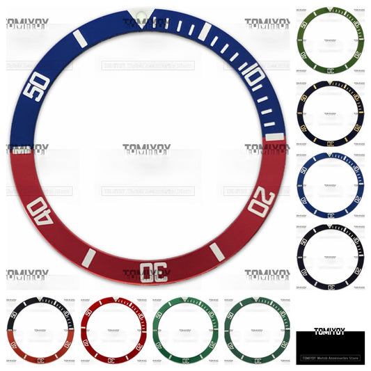 38MM Blue Orange Red Green Aluminium Flat Watch Bezel Insert Fit For S-K-X Mechanical Wristwatch