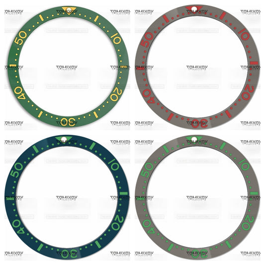 38MM Green Purple Blue Ceramics Flat Watch Bezel Insert Fit For S-K-X Mechanical Wristwatch