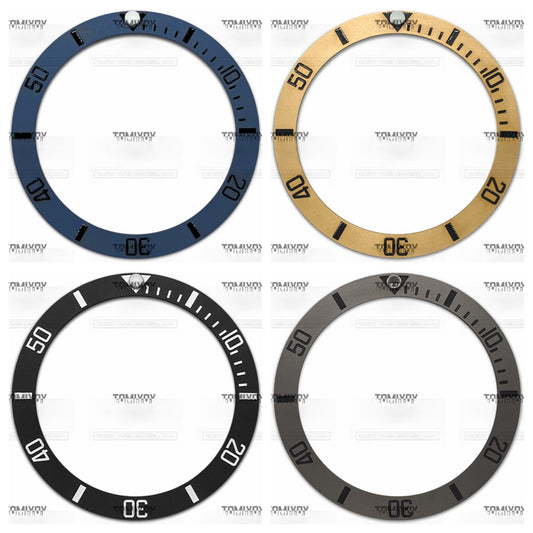 38MM Gold Rose Gold Blue Black Frosting Ceramics Sloped Watch Bezel Insert Fit For R-L-X SUB Mechanical watch