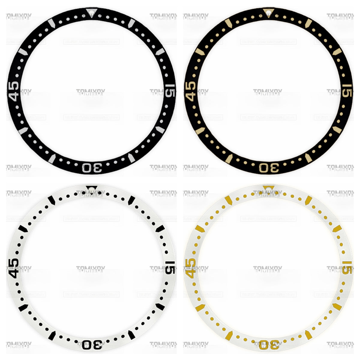 39MM Black White Aluminum Sloped Watch Bezel Fit For L-Q 642 742 Men's Mechanical Watches