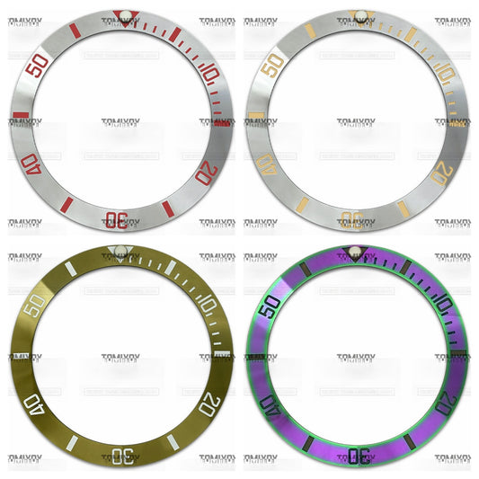 38MM Sliver Purple Gold Electroplated Ceramic Sloped Watch Bezel Insert Fit For R-L-X SUB Mechanical Wristwatch