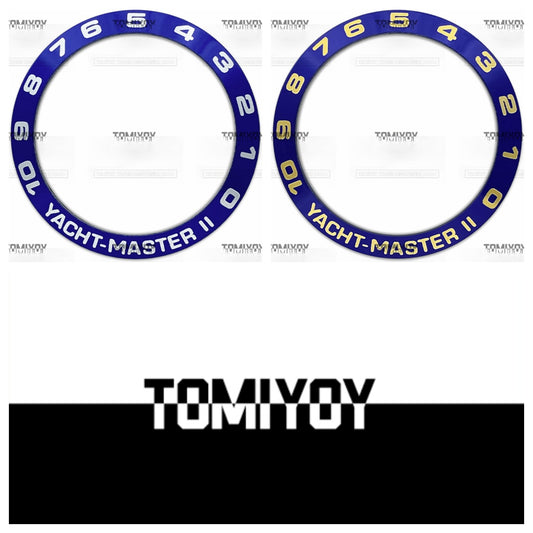 38MM Blue Sliver Gold Numbers Aluminum Sloped Watch Bezel Insert Fit For R-L-X YM2 Mechanical Wristwatch