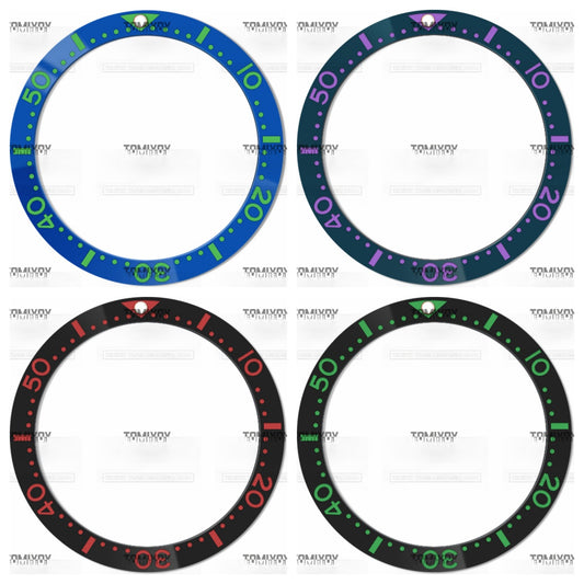 38MM Blue Red Green Ceramic Flat Watch Bezel Insert Fit For S-K-X Mechanical Wristwatch