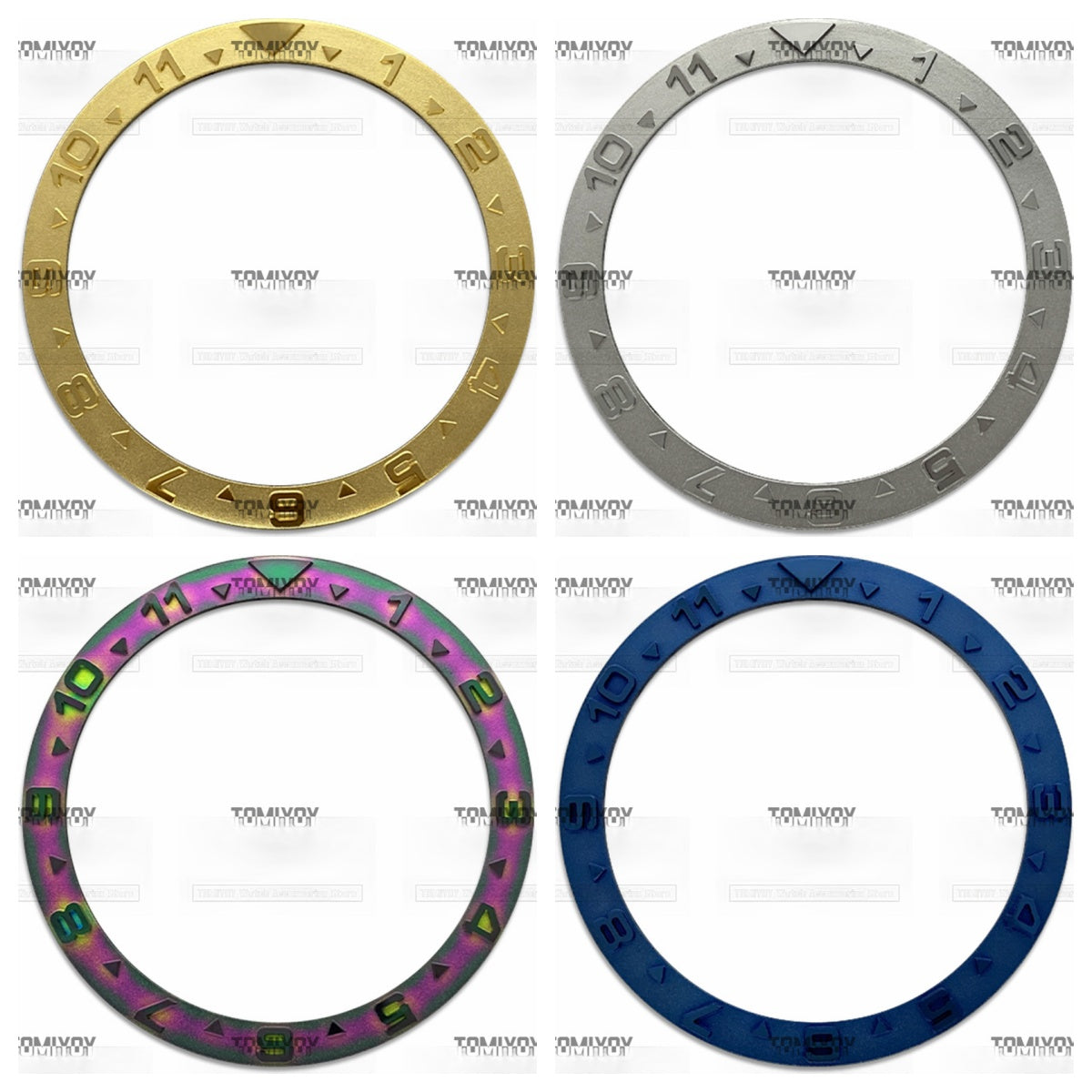 38MM Gold Blue Sliver Brown 12Hours Convex Stainless Steel Flat Watch Bezel Insert Fit For S-K-X Mechanical Wristwatch