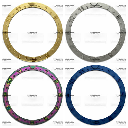 38MM Gold Blue Sliver Brown 12Hours Convex Stainless Steel Flat Watch Bezel Insert Fit For S-K-X Mechanical Wristwatch