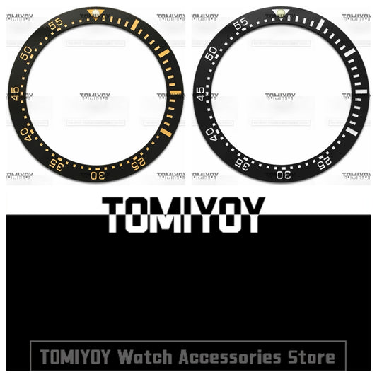 38MM  Black Orange White Ceramics Flat Watch Bezel Insert Fit For S-K-X007 Mechanical Wristwatch