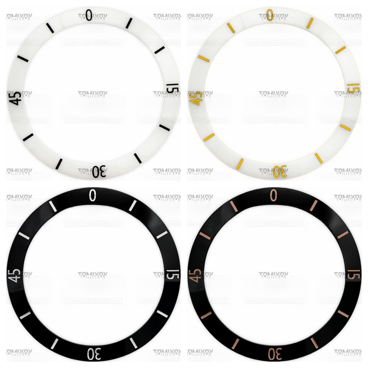 38MM White Black Ceramics  Sloped Watch Bezel Insert Fit For S-K-X007 Mechanical Wristwatch