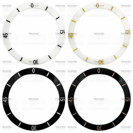 38MM White Black Ceramics  Sloped Watch Bezel Insert Fit For S-K-X007 Mechanical Wristwatch